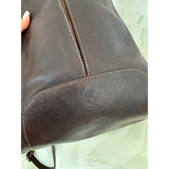 Vintage Brown Genuine Leather Backpack Rucksack Murse unisex Made in Italy Y2K - Picture 7 of 11